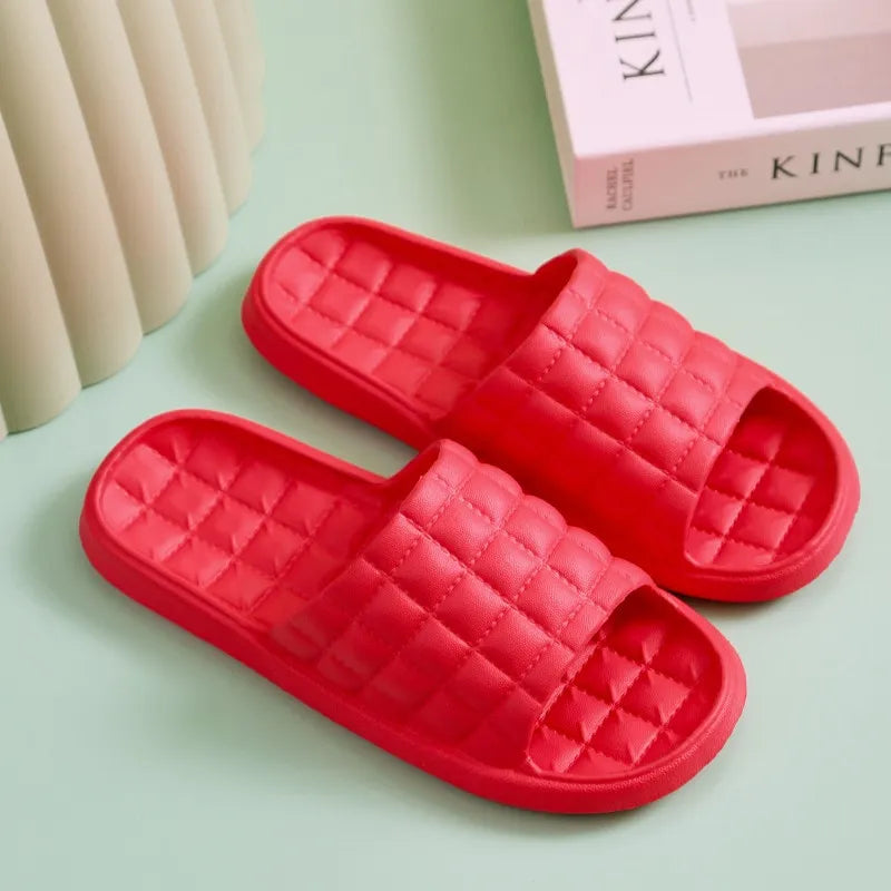Women Indoor Home Slippers Summer Soft Comfortable Flip Flops Bath Slippers Couple Family Flat Shoes Hotel Sandals