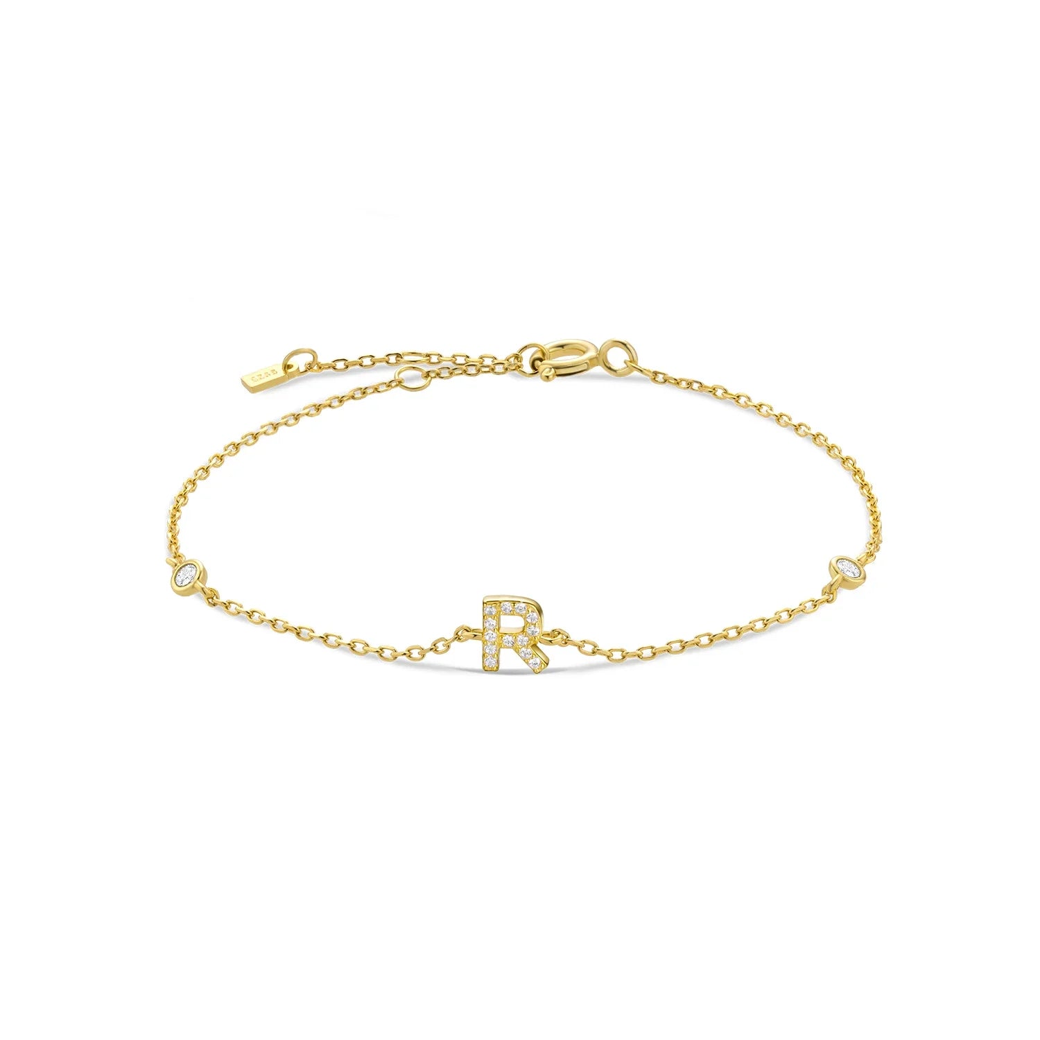 Silver Monogram Letter Initial Charm Chain Bracelet Luxury Wedding Crystal Fine Jewelry-Dollar Bargains Online Shopping Australia