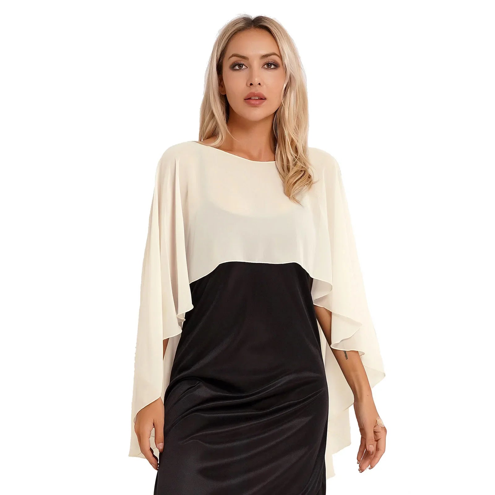 Women Chiffon Solid Pullover Capes Shawl Hi-low Hem Thin Soft Shrug Ponchos for Wedding Bridal Bridesmaid Evening Party Dress-Dollar Bargains Online Shopping Australia