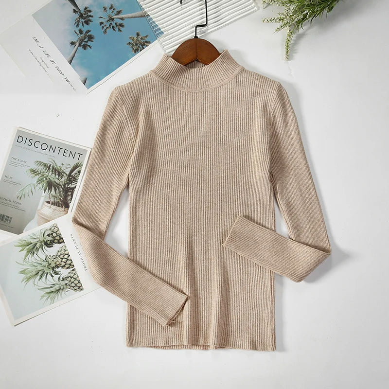 Women Turtleneck Sweater Knitted Soft Pullovers cashmere Jumpers Basic Solid Soft Sweaters Women Autumn Winter Casual Top-Dollar Bargains Online Shopping Australia