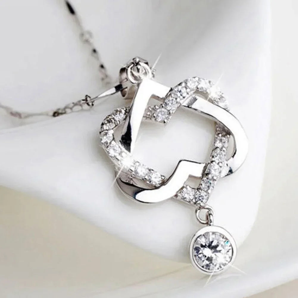 King Love Heart Shape Necklace  Luxury Rhinestones Ladies Jewelry for Women