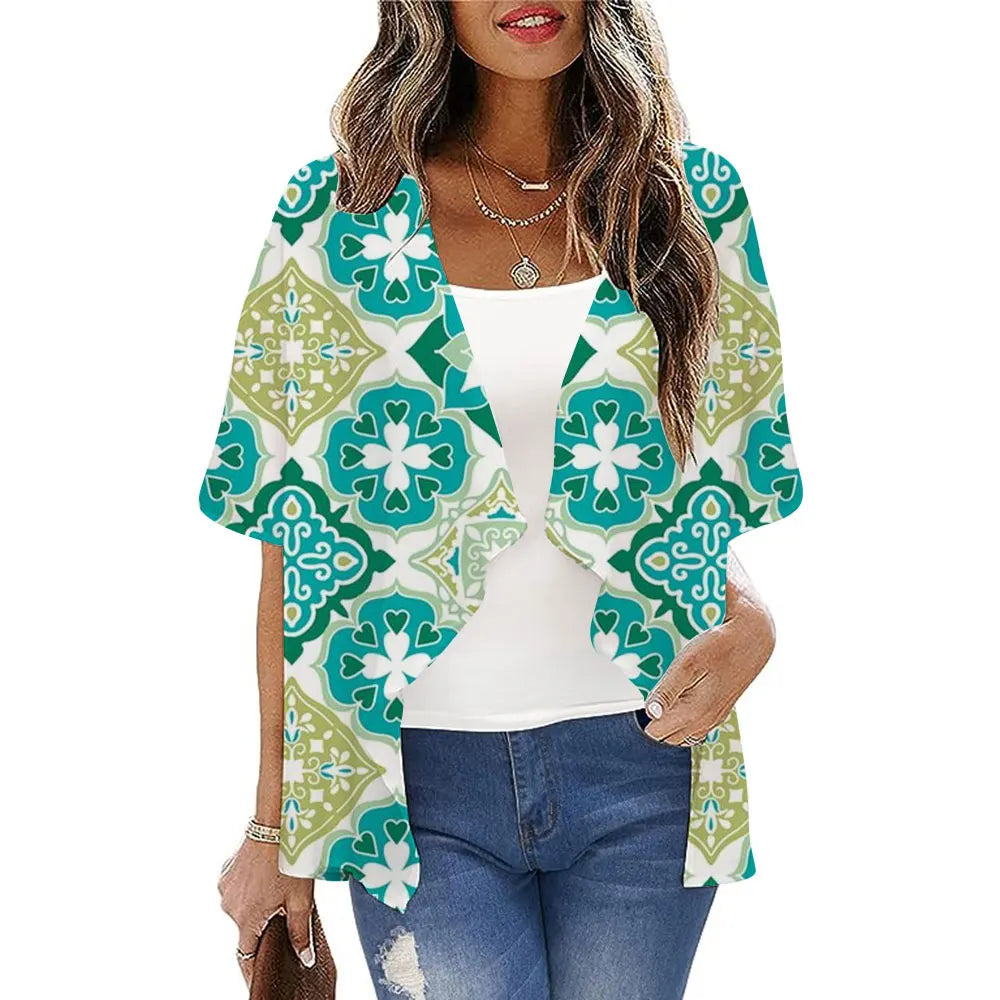 Boho Sexy Style Kimono Cardigan Leopard Printed Loose Long Kimono Ladies Beach Cover Up Tops Summer Blouses Swimsuit