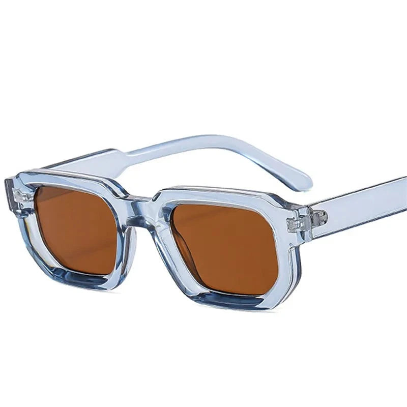 Square Sunglasses Women Shades UV400 Vintage Blue Tea Punk Men Sun Glasses
