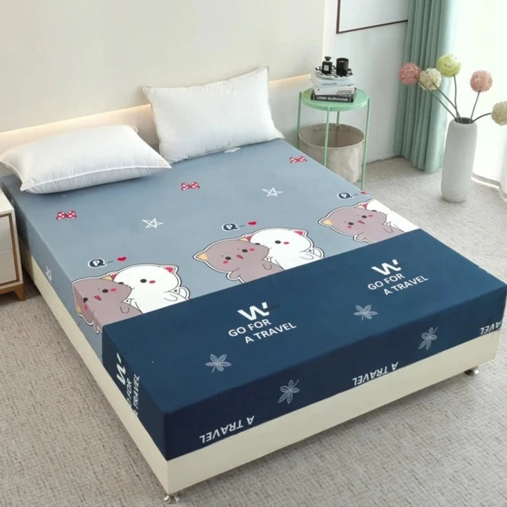 Cartoon Bear Bedding Fitted Sheet Only(no pillowcase) Elastic Band Around Mattress Cover King Size Bed Cover