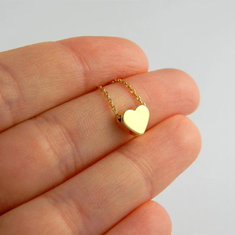 Woman Stainless Steel Love Heart Pendant Necklaces Virgin Girls Jewelry Rose Gold Color Chain Link