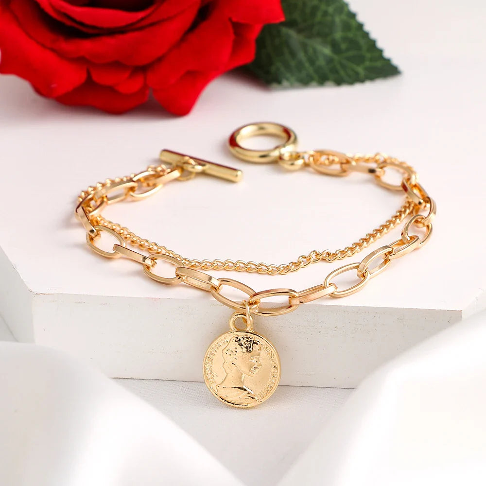 FNIO Bohemian Bracelets for Women Fashion Multilayer Beaded Chain Bracelets Set Charm Bracelet Bangles Jewelry Punk-Dollar Bargains Online Shopping Australia