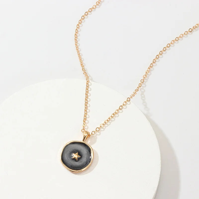 Colorful Moon Star Lightning Pendant Necklaces For Women Girls Enamel Fashion Party Daily Jewelry Trendy Clavicle Chain Necklace-Dollar Bargains Online Shopping Australia