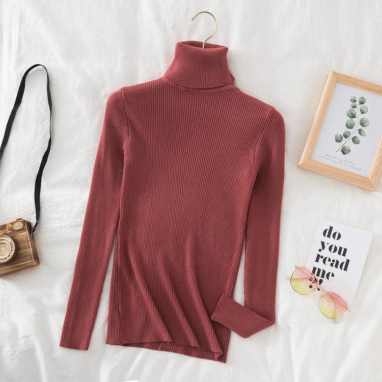 Women Turtleneck Sweater Knitted Soft Pullovers cashmere Jumpers Basic Solid Soft Sweaters Women Autumn Winter Casual Top-Dollar Bargains Online Shopping Australia