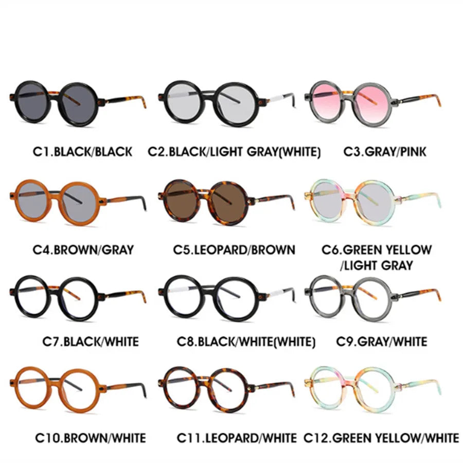 Retro Oversized Round Sunglasses For Women Men Brand Quality Seven Frame Vintage Designer Sun Glasses