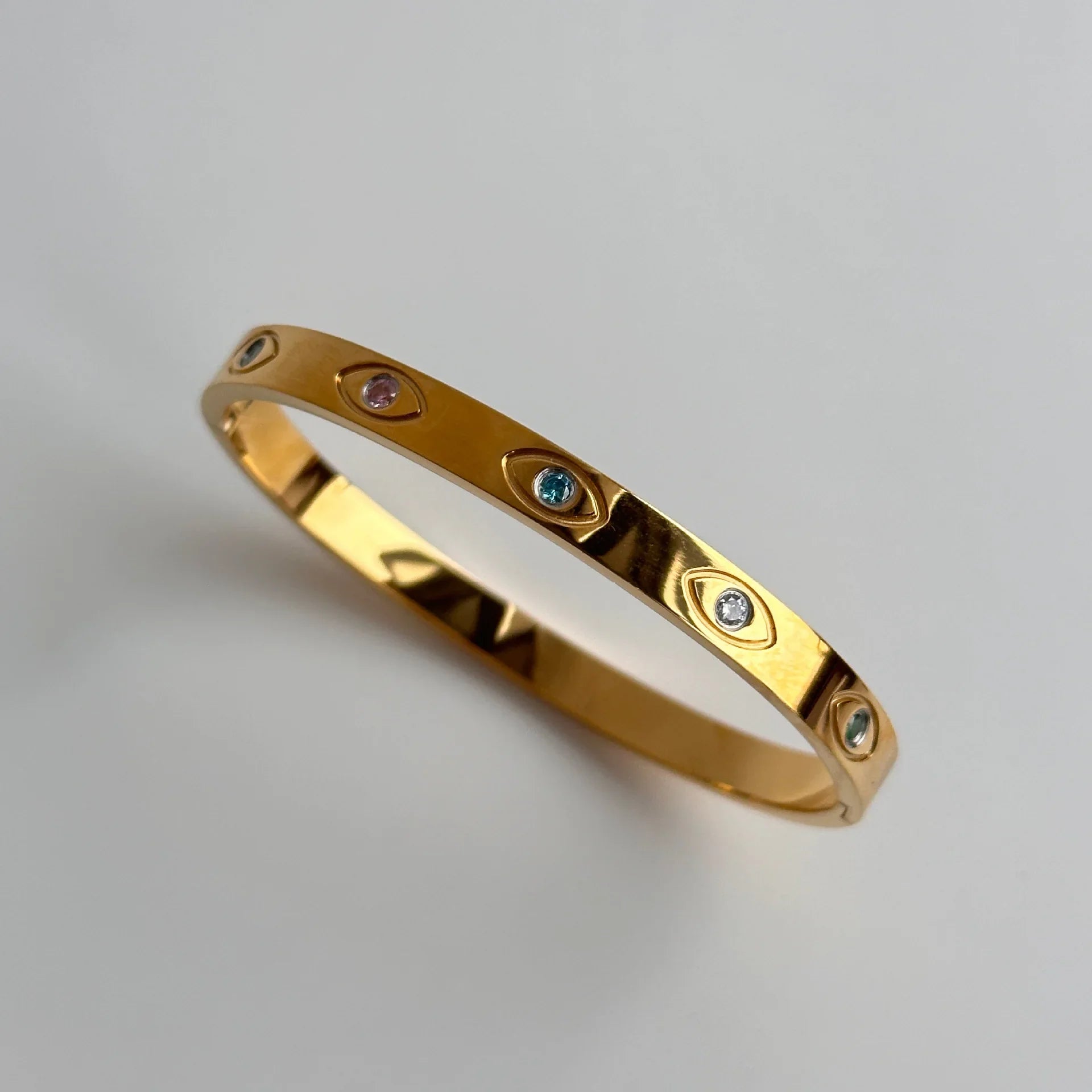 Fashion Women Trend Carving The All-Seeing Eye Bracelets Gold Color Width 5MM Stainless Steel Chain Bangles For Women Jewelry