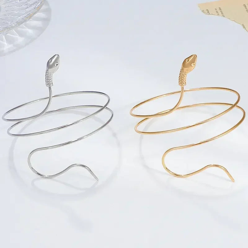 Punk Coiled Snake Spiral Upper Arm Cuff Armlet Armband Bangle Women Jewelry Egypt Swirl Snake Arm Cuff Armlet