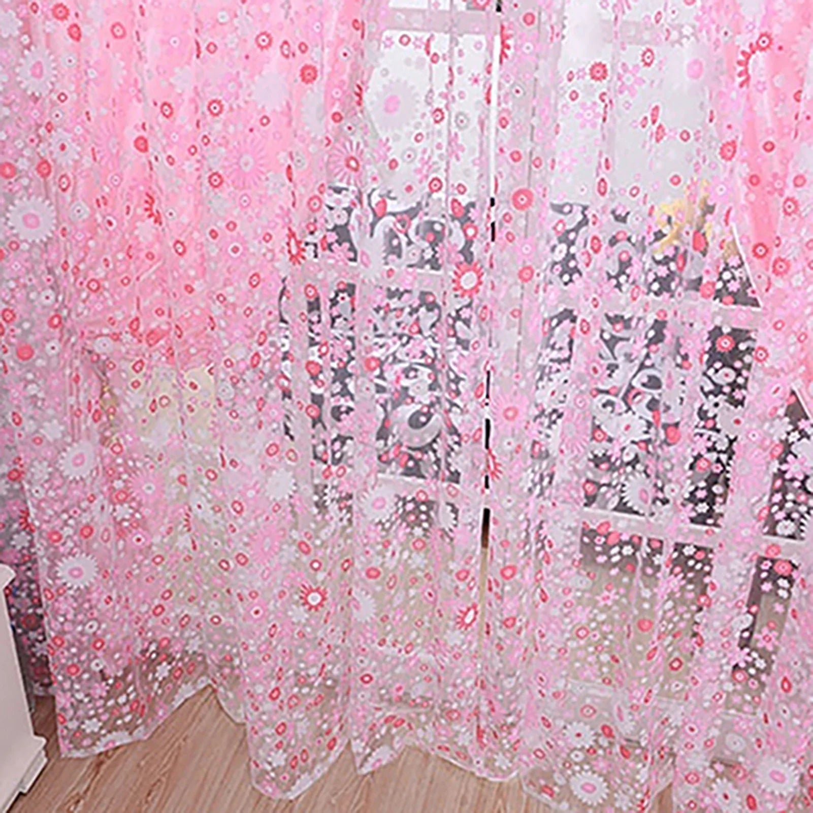 Tulip Flowers Tulle For Kitchen Living Room Bedroom Sheer Curtains Home Decoration Window Treatments Voile Panel Drapes
