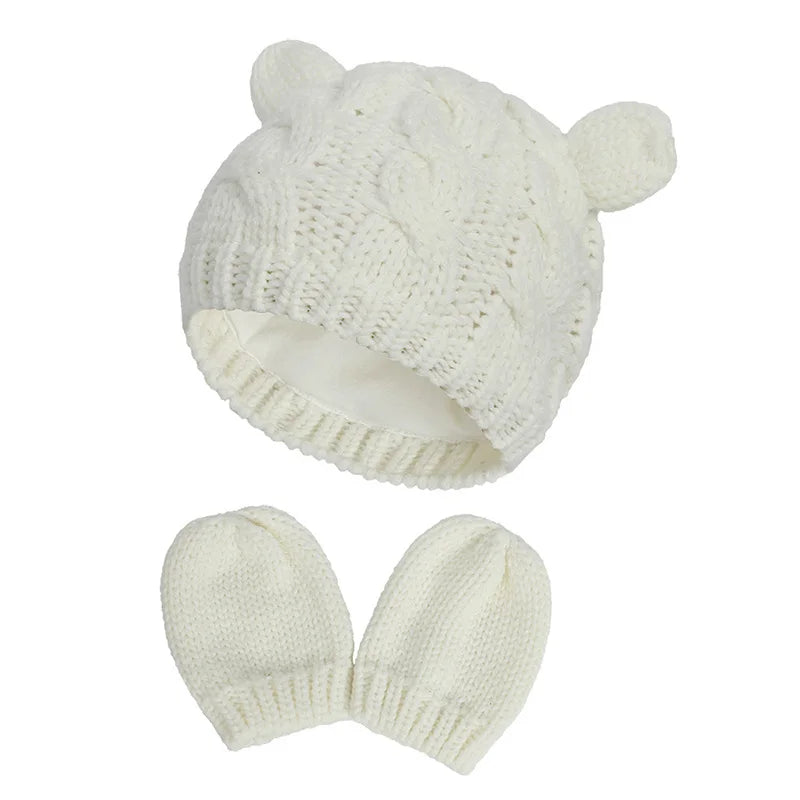 2 PCS Pure Color Baby Kids Girls Boys Winter Warm Knit Hat 2021 New Cute Glove Lovely Beanie Cap Set 0-18 Month-Dollar Bargains Online Shopping Australia