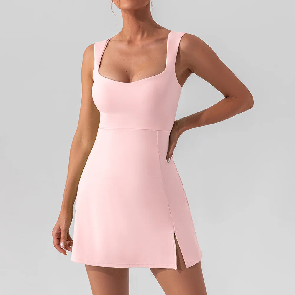Women New Solid Sleeveless Tennis Dress Racerback Golf Dress Outfit Sportswear Dresses-Dollar Bargains Online Shopping Australia