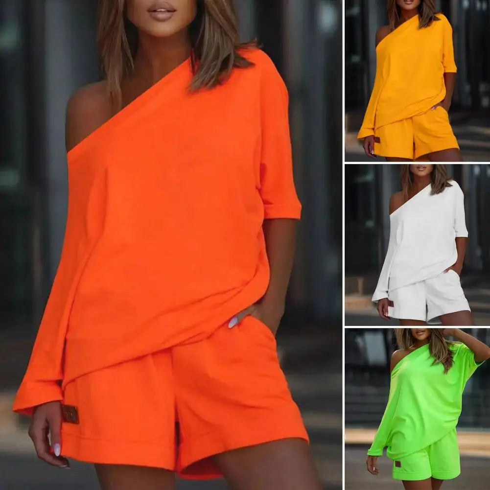 2 Pcs/Set Trendy Women Tracksuit Short Pants Women Shorts Set Pullover Young Style Women Tracksuit Set Energetic-Dollar Bargains Online Shopping Australia