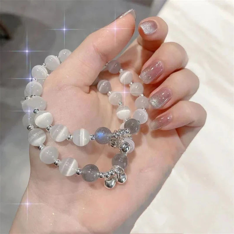 Crystal Star Pentagram Pearl Beaded Bracelet for Women Vintage Aesthetic Charm Double Layer Chain Bracelet Jewelry Gift