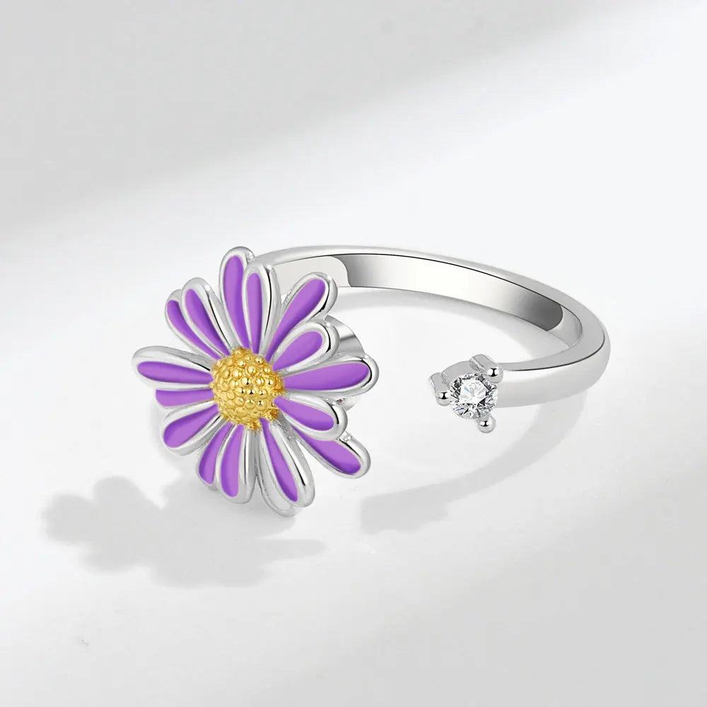 Fidget Spinner Ring Anxiety for Women Multiple Crystal Flower Eye Butterfly Animal Ring Rotate Anti Stress Wedding Jewerly-Dollar Bargains Online Shopping Australia