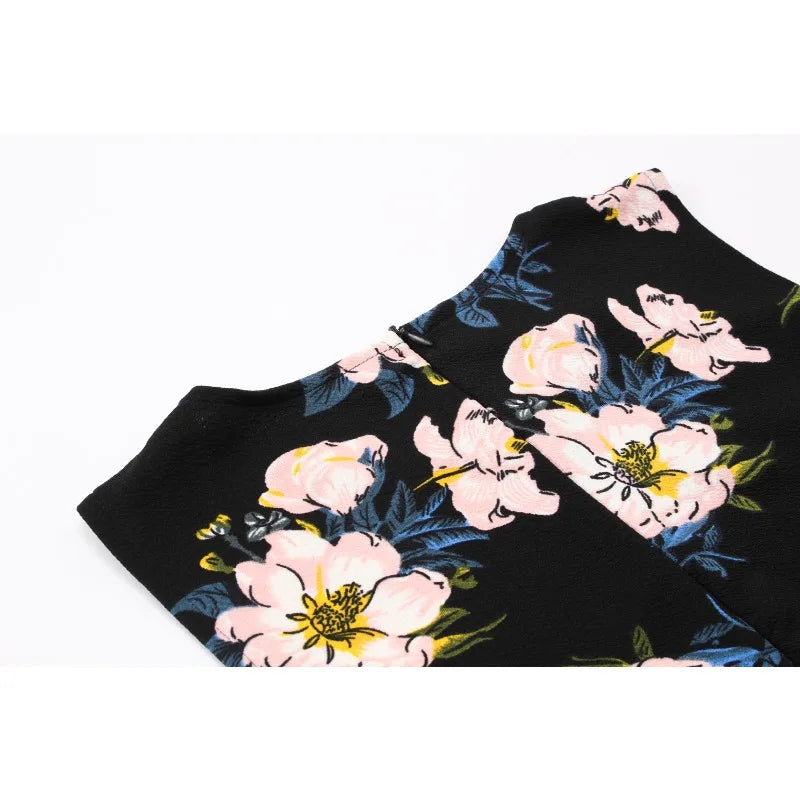 Women long Dress clothing Floral robe Retro Swing Casual Vintage Dresses