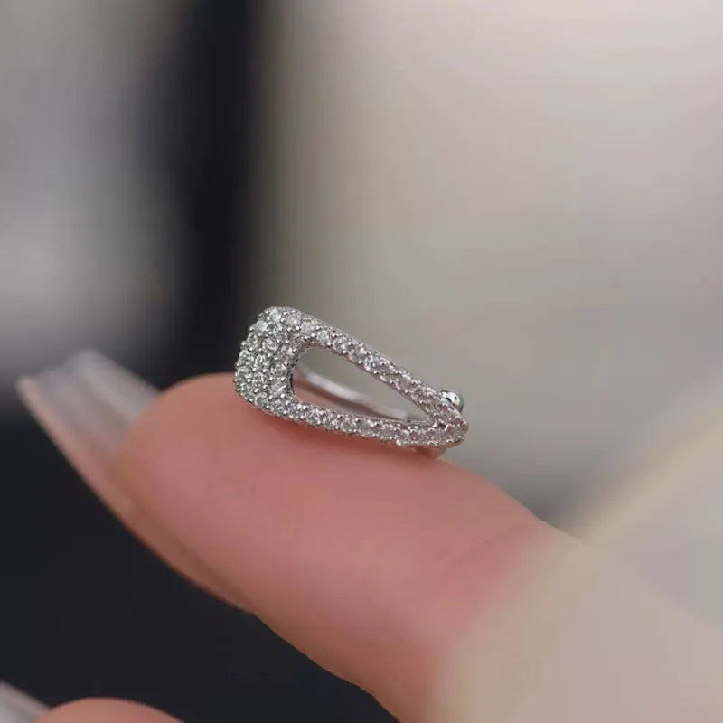 Zircon Hairpin Ear Cuff No Piercing Earring Trendy Punk Unique Metal Geometric Ear Clip for Women Jewelry