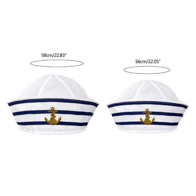 Unisex Adult Yacht Boat Ship Sailor Hat with Anchor Print Captain Hat Costume Hat Navy Style Marine Cosplay Teenager Hat