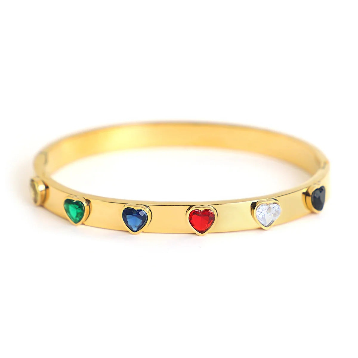 Chic Green Zircon Stainless Steel Bangle Bracelets for Women Charm Texture Simple Gold Color Accessories-Dollar Bargains Online Shopping Australia