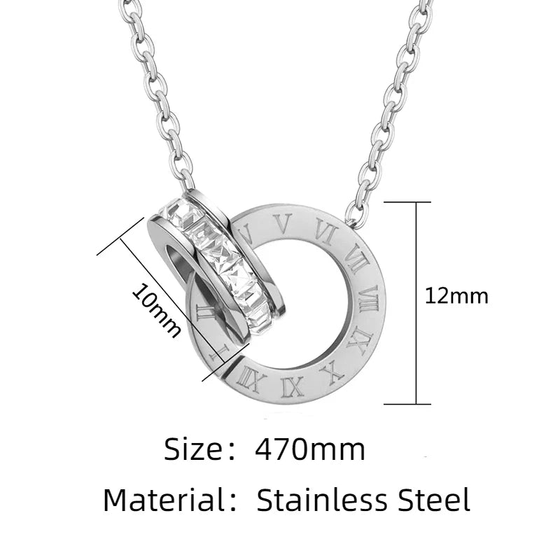 PAXA Classic Roman Numeral Crystal Stainless Steel Earrings Necklace for Women Luxury Elegant Fashion Wedding Party Jewelry Gift-Dollar Bargains Online Shopping Australia