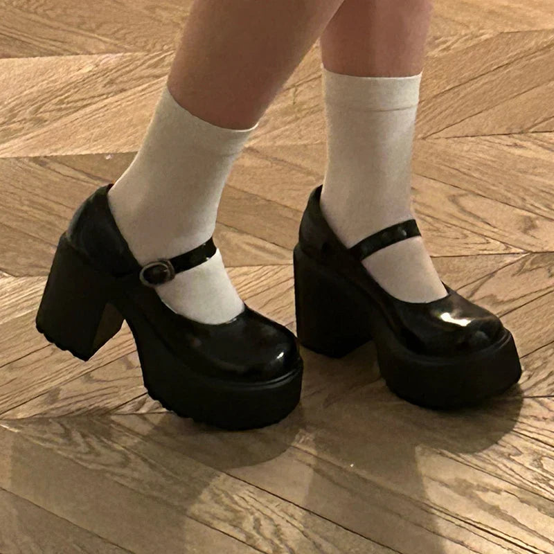 Fashion White Platform Pumps for Women Super High Heels Buckle Strap Mary Jane Shoes Woman Goth Thick Heeled Party Shoes Ladies-Dollar Bargains Online Shopping Australia