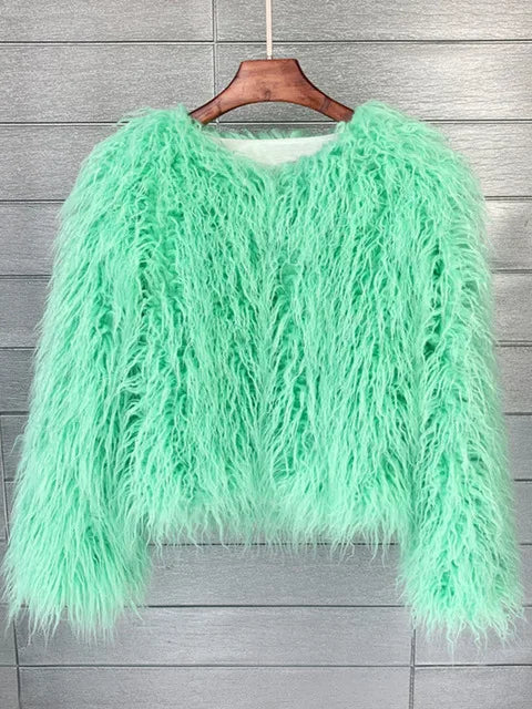 Fur Coats Women Autumn Winter Top Fashion Pink Faux Fur Coat Elegant Thick Warm Faux Fur Jackets-Dollar Bargains Online Shopping Australia
