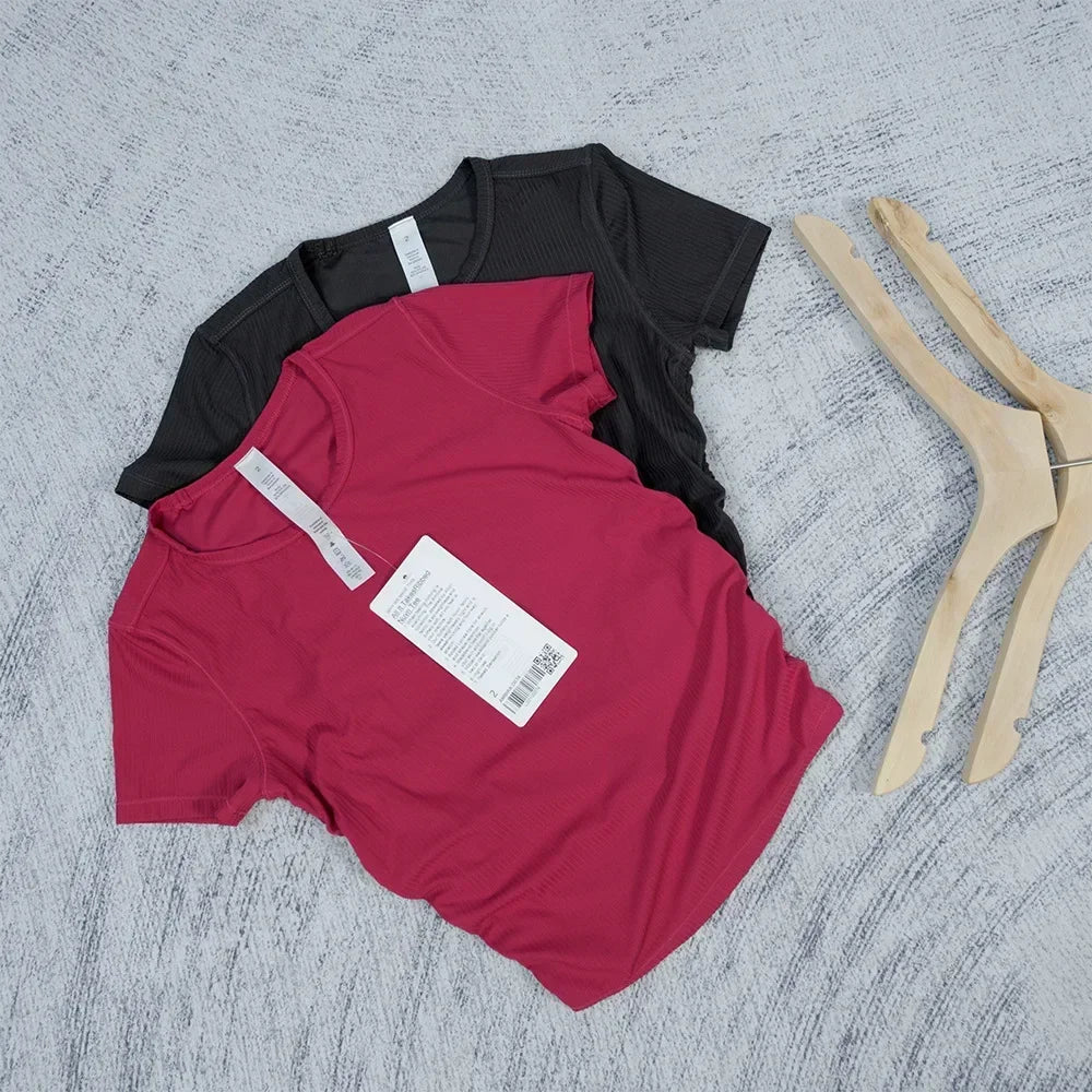 Women's High Elastic Breathable Quick-Drying Tight Short Sleeve Top Yoga Fitness Sports T-shirt