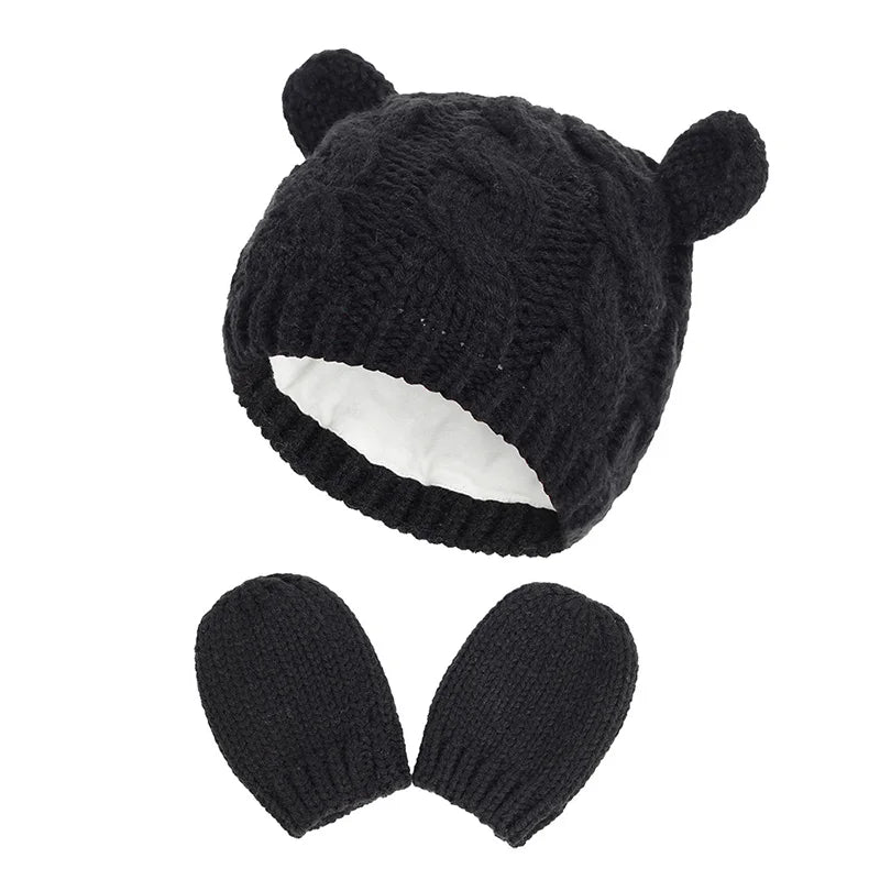 2 PCS Pure Color Baby Kids Girls Boys Winter Warm Knit Hat 2021 New Cute Glove Lovely Beanie Cap Set 0-18 Month-Dollar Bargains Online Shopping Australia