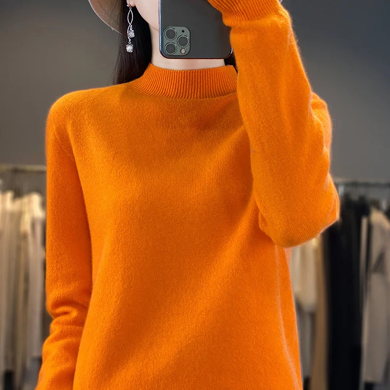 Wool Sweater Women's Loose Half Turtleneck Pullover Simple Top-Dollar Bargains Online Shopping Australia