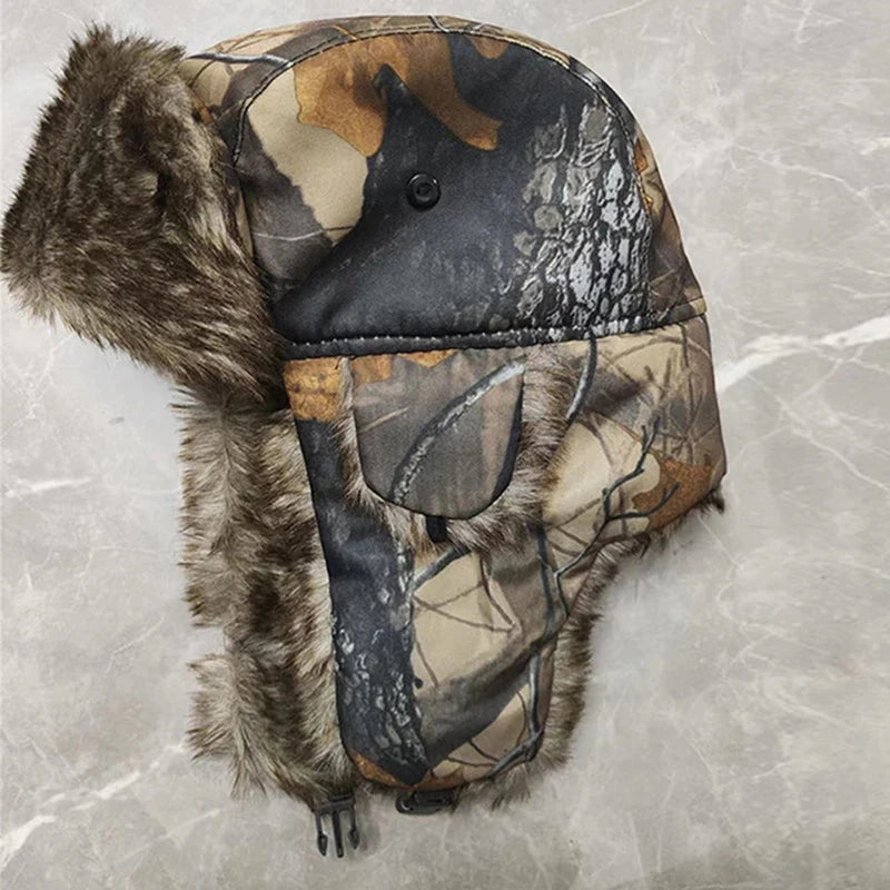 Earflap Hat Lei Feng Hat Camouflage Warm Winter Elderly Hat Cap Thick Flaps Ski Hat Colorful Fashion Unisex Warm Outdoor
