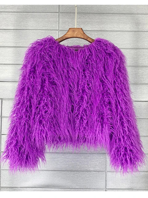 Fur Coats Women Autumn Winter Top Fashion Pink Faux Fur Coat Elegant Thick Warm Faux Fur Jackets-Dollar Bargains Online Shopping Australia