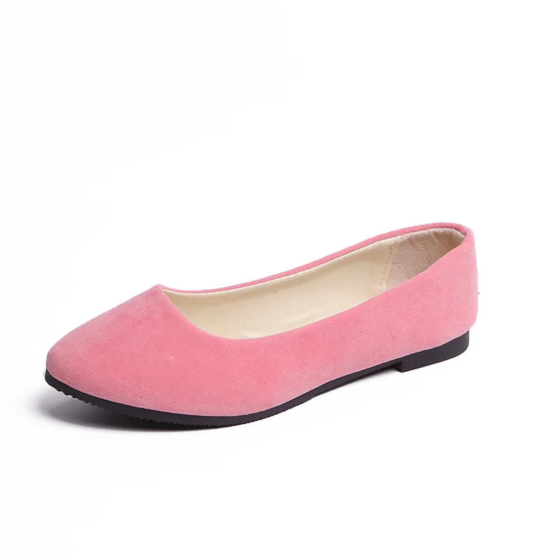 Women Flats Slip on Flat Shoe Candy Color Pointed Toe Female Loafers Plus Size Shoes Woman Spring Faux Suede Ladies Ballet Flats-Dollar Bargains Online Shopping Australia