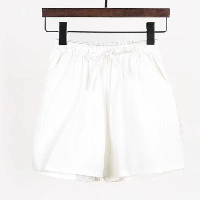 Cotton Linen Beach Shorts Women Basic Short Pants Mini Wide Leg Trousers Ladies Fashion Casual Home Streetwear-Dollar Bargains Online Shopping Australia