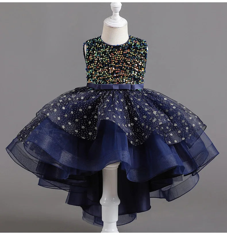 Flower Girls Princess Sequins Baby Wedding Christmas Party Trailing Dress Teenager Children Kids Elegant Vestidos for 3-15Years-Dollar Bargains Online Shopping Australia