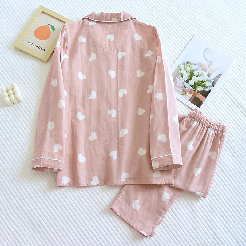 Pajama Set Women's 100% Cotton Long Sleeve Pants Two Piece Love Lovely Sweet Home Furnishing Set-Dollar Bargains Online Shopping Australia