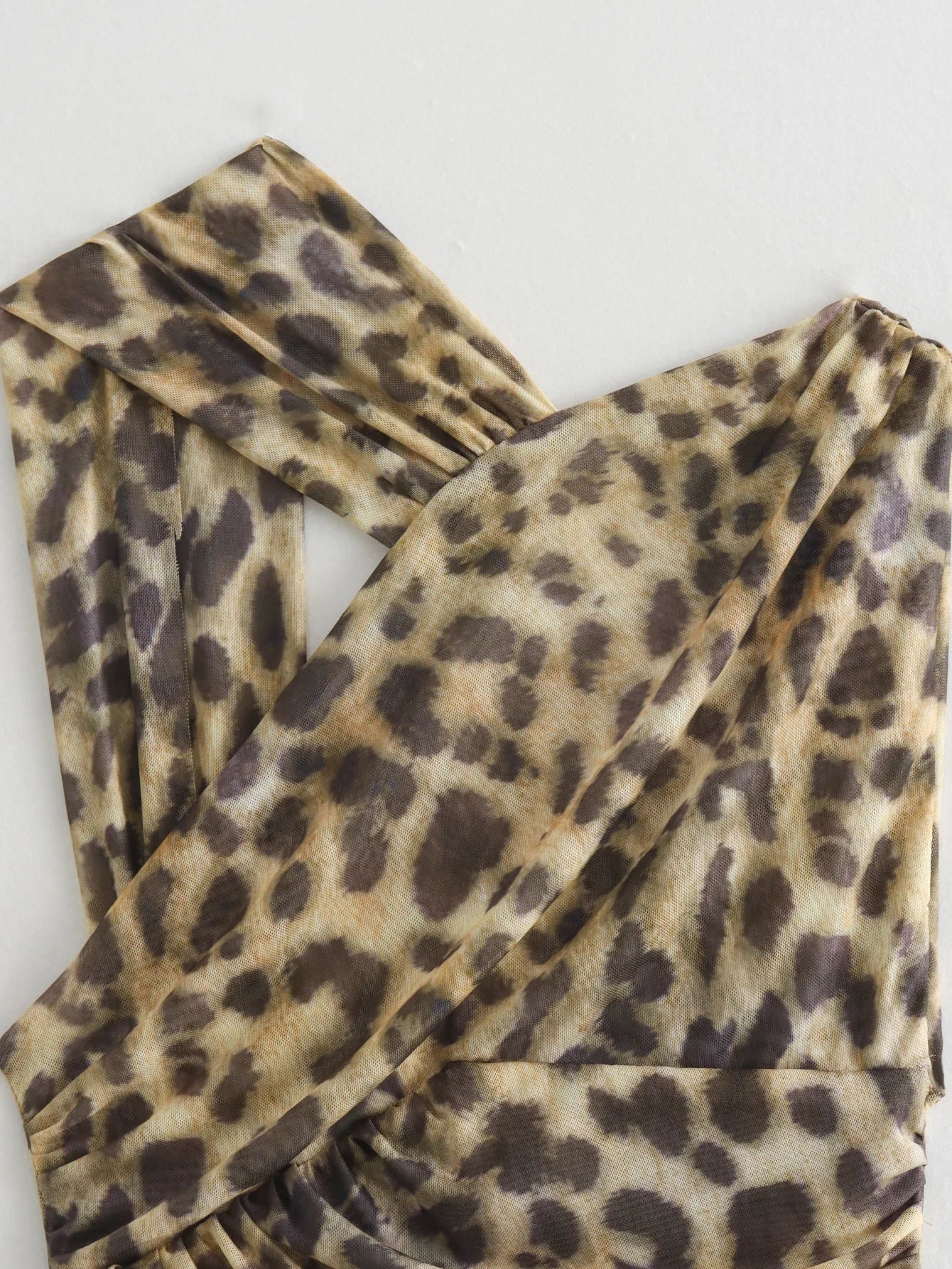 Vintage Women Irregular Leopard Bodysuits Holiday Slim Bodysuit for Female Chic Clothes
