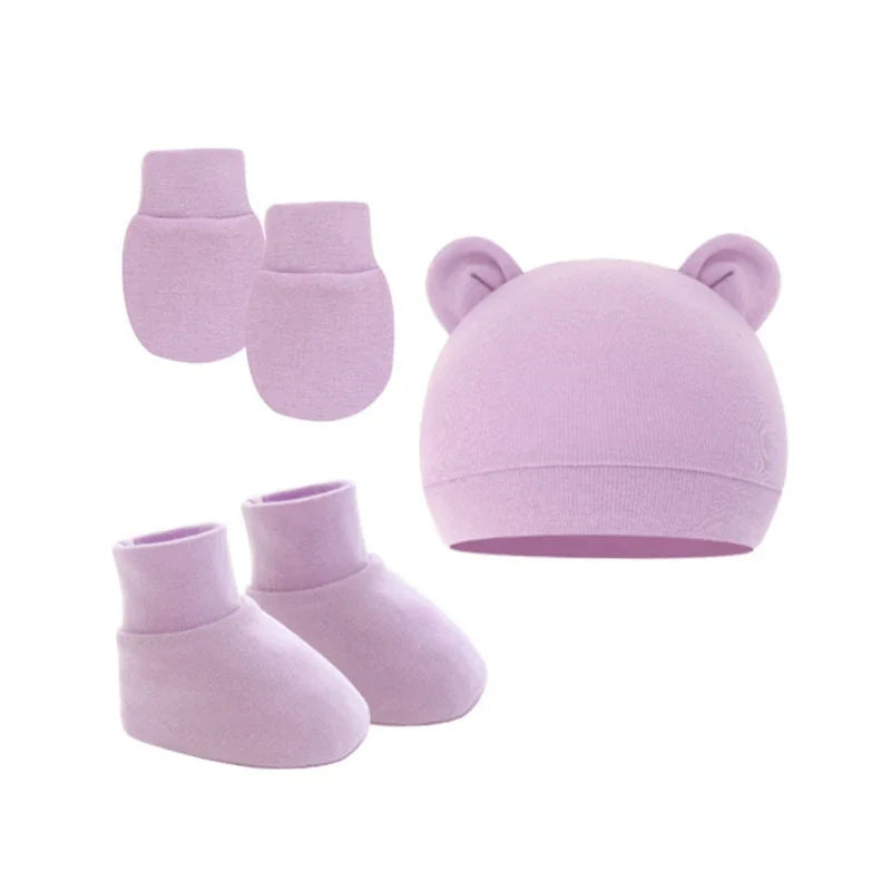Newborn Hat Gloves Socks Set for Baby Boy Girl Cotton Fall Casual Photography Props Soft Headwear Infant Nightcap-Dollar Bargains Online Shopping Australia