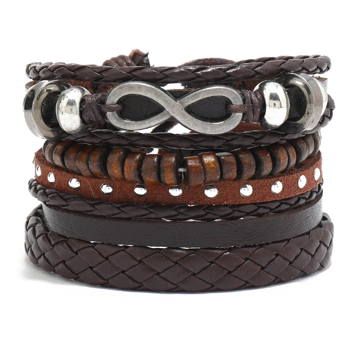 Trendy Compass Man Leather Bracelets set Black Hand Woven Bracelet for Men 4pcs/set DIY Male Jewelry Gift New Pulsera Hombre-Dollar Bargains Online Shopping Australia