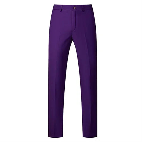Solid Colour Formal Suit Pants Men Wedding Office Social Slim Fit Trousers
