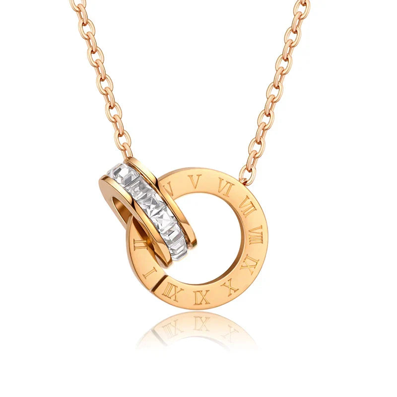 PAXA Classic Roman Numeral Crystal Stainless Steel Earrings Necklace for Women Luxury Elegant Fashion Wedding Party Jewelry Gift-Dollar Bargains Online Shopping Australia