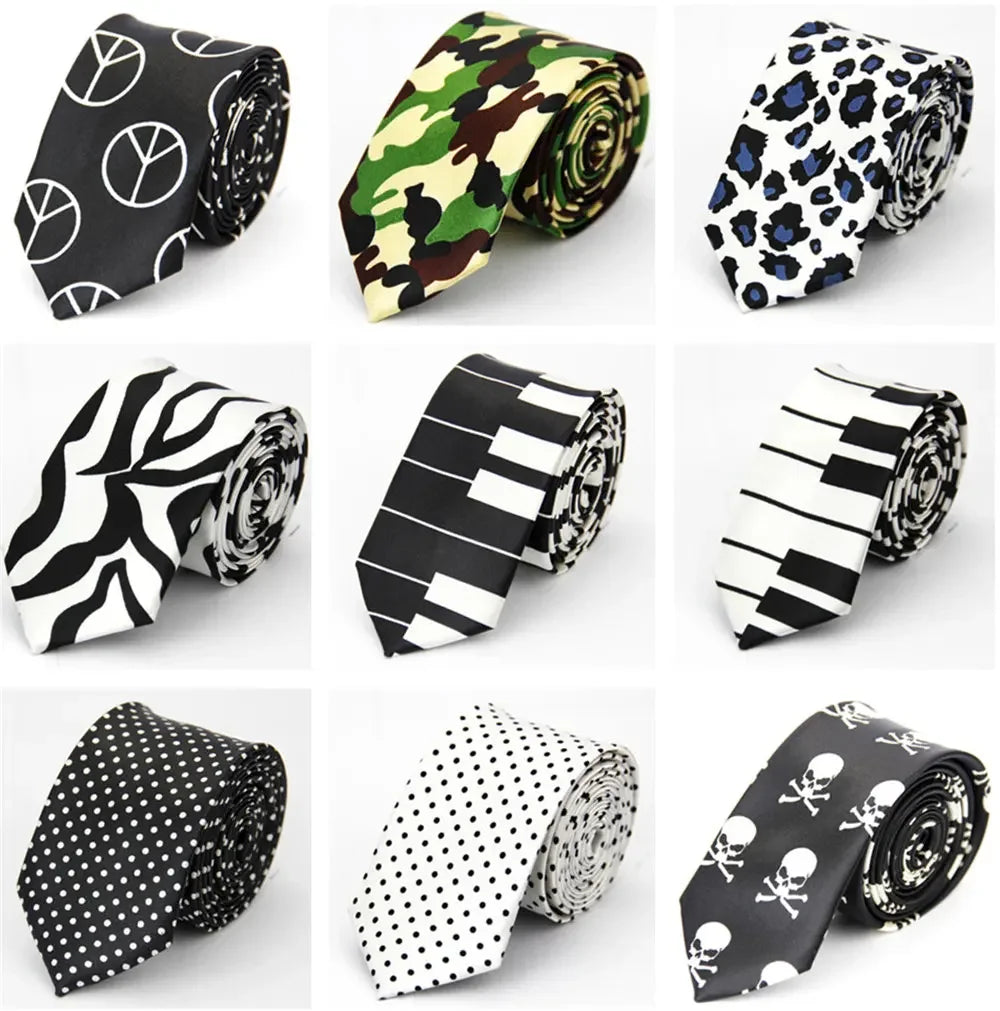 Narrow Ties for Men Women 5cm (2") Skinny Wedding Black Blue Red Pink White Purple Green Gray Piano Skull Slim Necktie-Dollar Bargains Online Shopping Australia