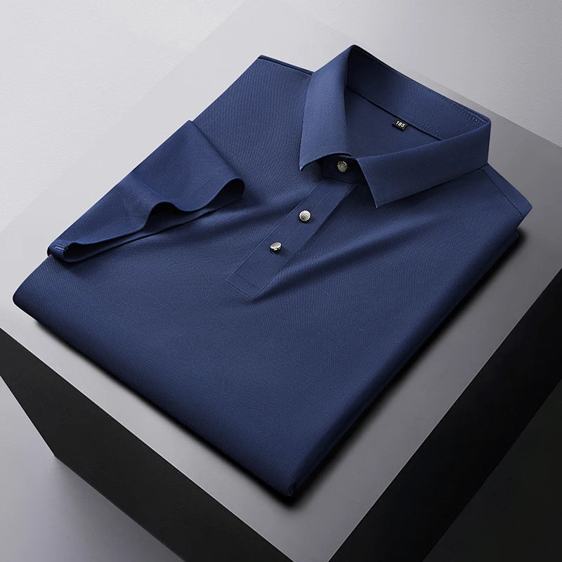 Men Polo Shirt Short Sleeve Summer Cool Thin Breathable Loose Fashion Male Soft