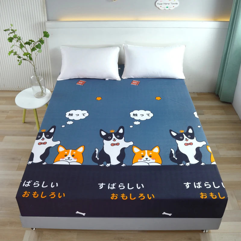 Cartoon Bear Bedding Fitted Sheet Only(no pillowcase) Elastic Band Around Mattress Cover King Size Bed Cover