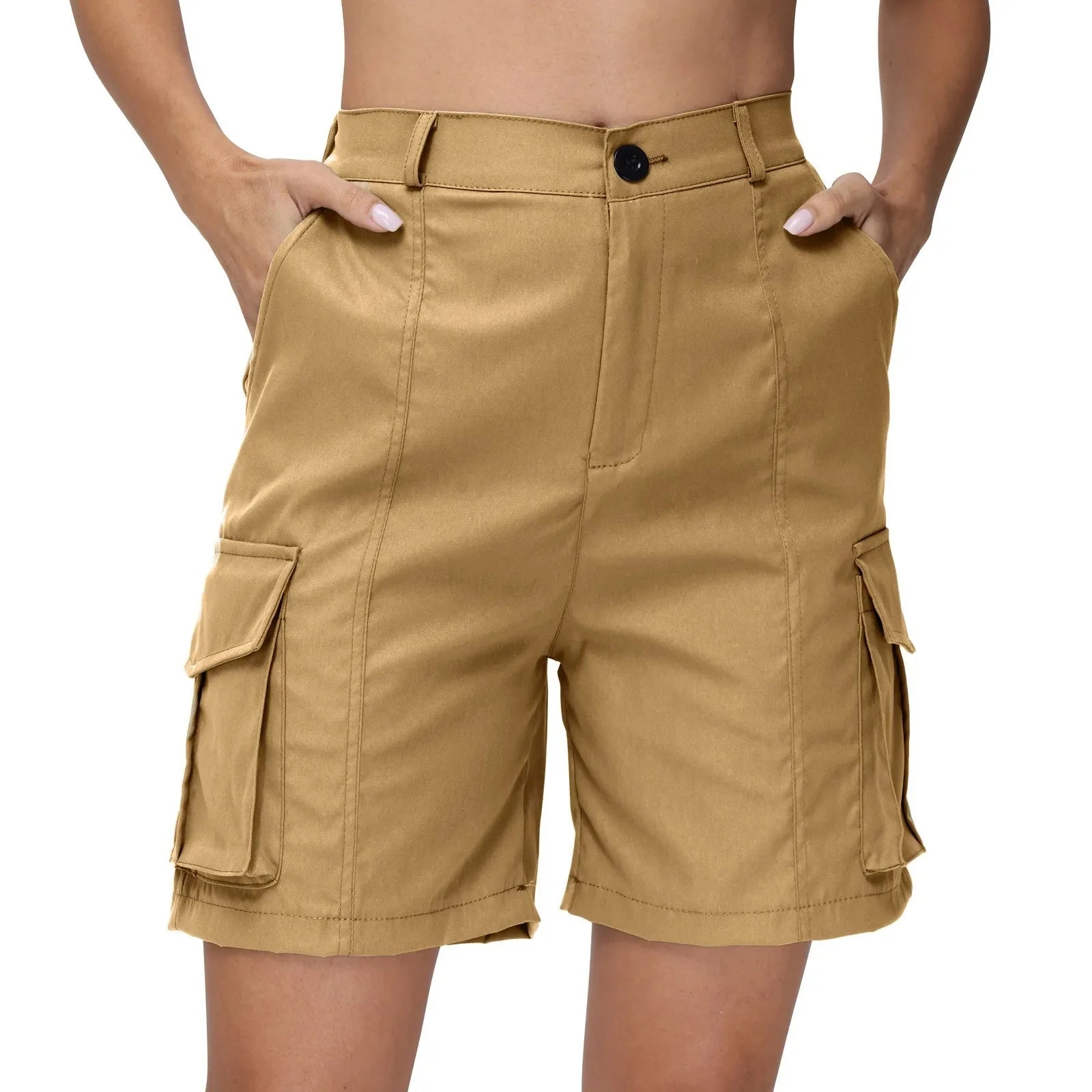 Women Summer Cargo Shorts Solid Casual Pockets Beach Short Pants Short Pants All Match Streetwear Bottoms-Dollar Bargains Online Shopping Australia
