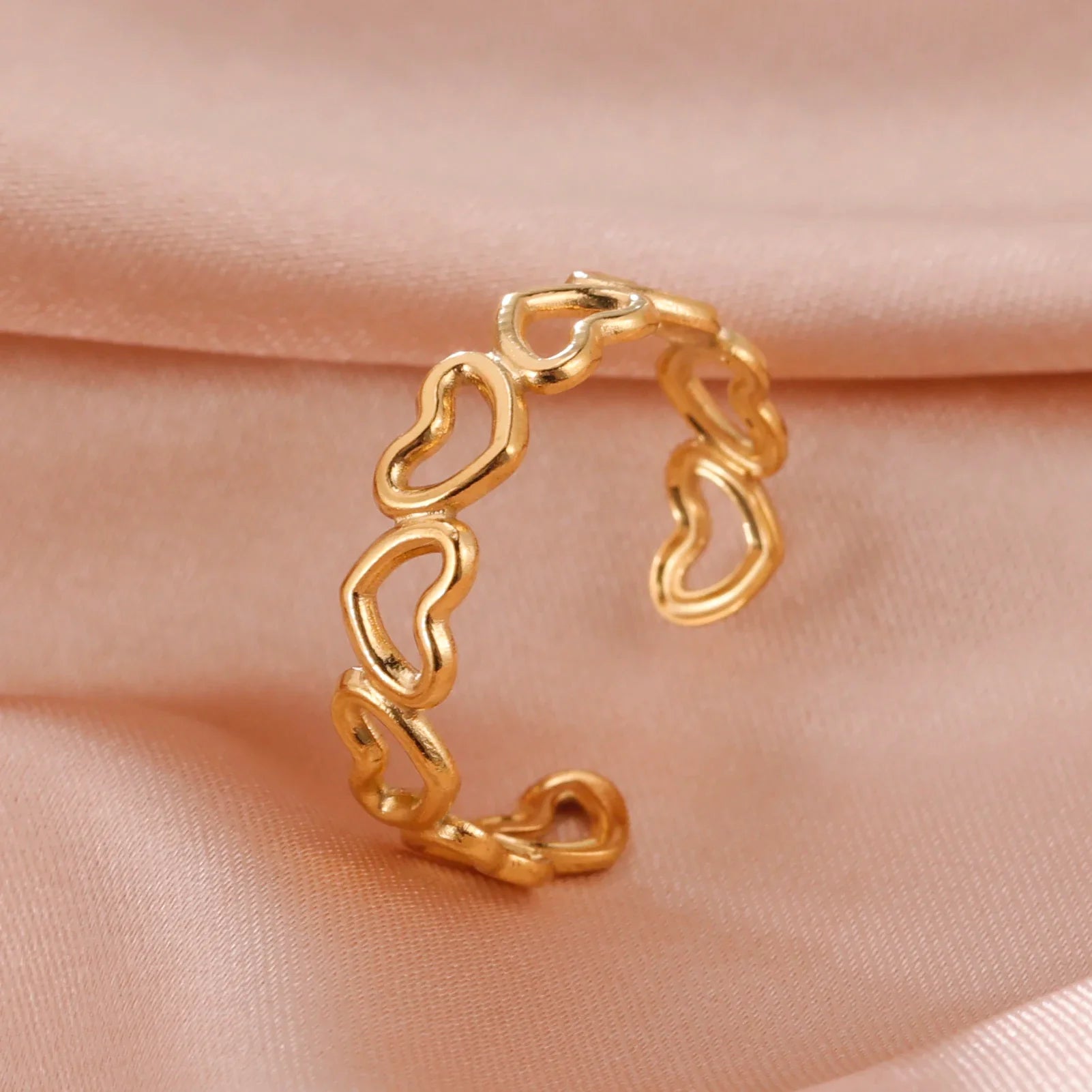 Women Rings Geometric Heart Aesthetic Adjustable Open Finger Ring Fashion Party Jewelry Gifts-Dollar Bargains Online Shopping Australia