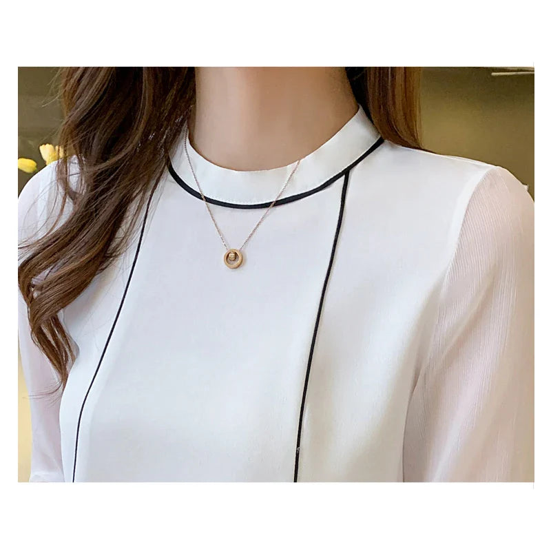O-Neck Blue Chiffon Blouse Shirt Tops Women Short Sleeve Blouse Women-Dollar Bargains Online Shopping Australia