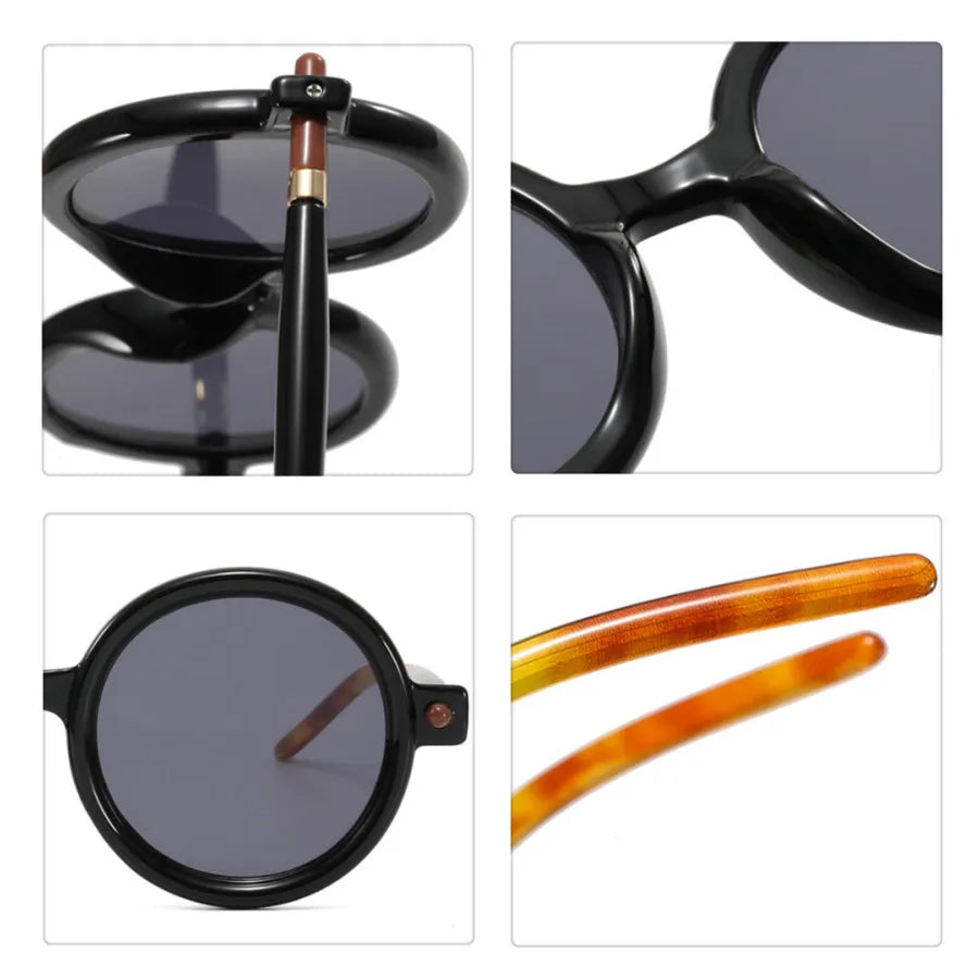 Retro Oversized Round Sunglasses For Women Men Brand Quality Seven Frame Vintage Designer Sun Glasses
