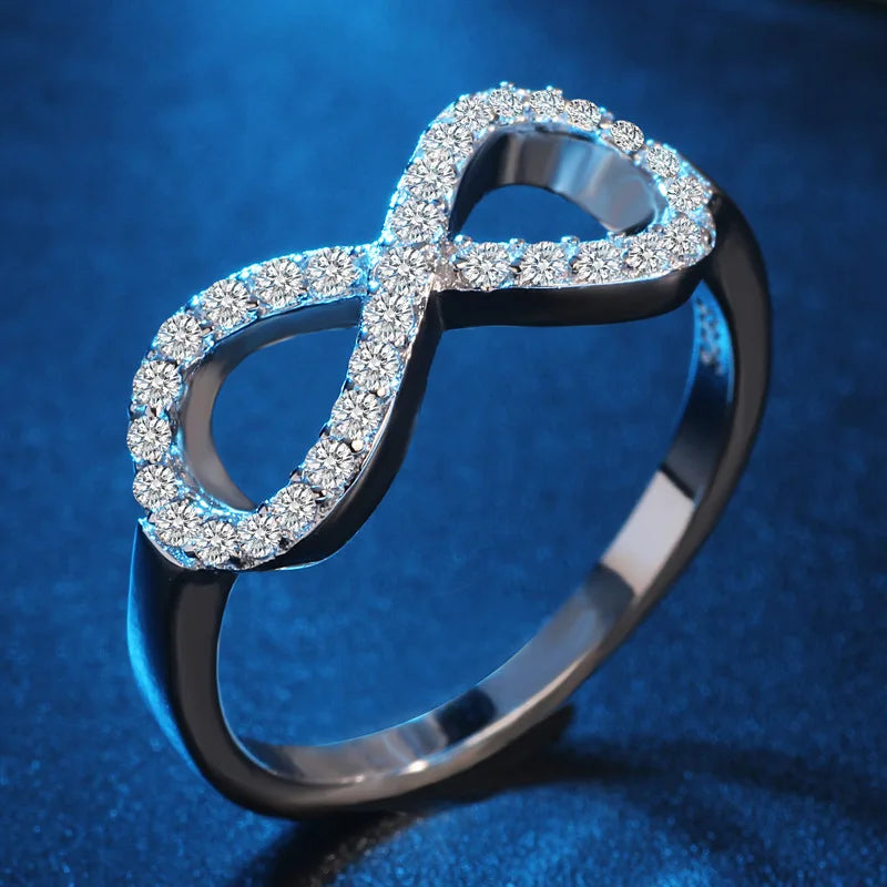 Fashion Cz Infinity Endless Love Claddagh 8 Shape Silver Rings for Women Silver Filled